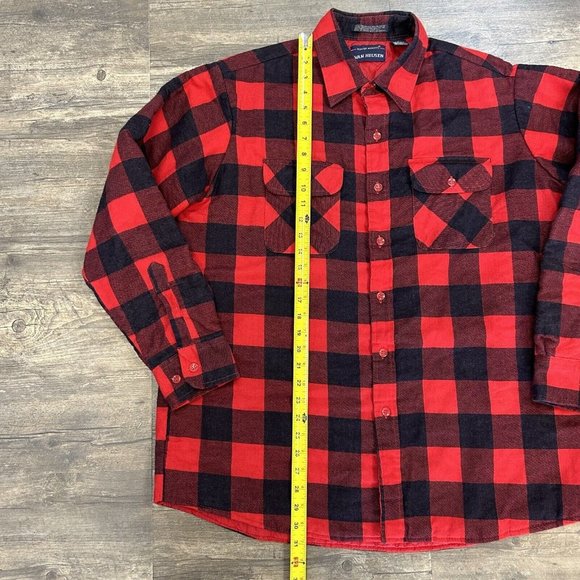 Vintage Van Heusen Winter weights Red Plaid Flannel Shirt Jacket Men XL Lined - Picture 6 of 10